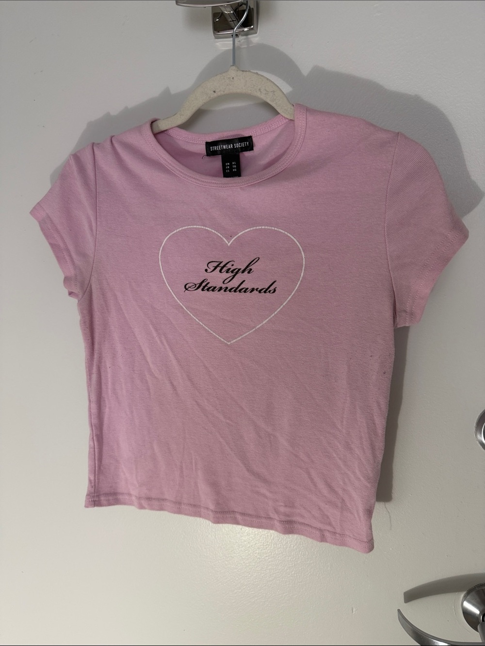 Streetwear Society Pink 'High Standards' Heart Crop Tee